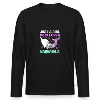 Narwhal - Men's Premium Organic Long Sleeve Shirt - black - Front - Nico (187cm)
