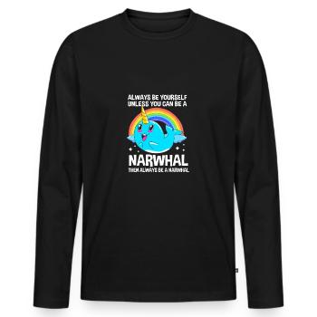 Narwhal - Men's Premium Organic Long Sleeve Shirt - black - Front - Nico (187cm)