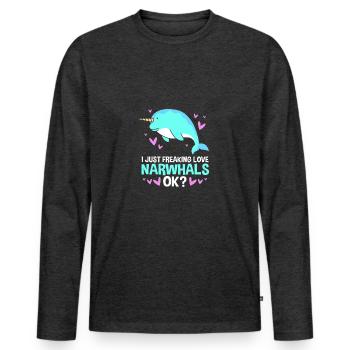 Narwal - Männer Premium Bio Langarmshirt - Anthrazit meliert - Vorne - Nico (187cm)