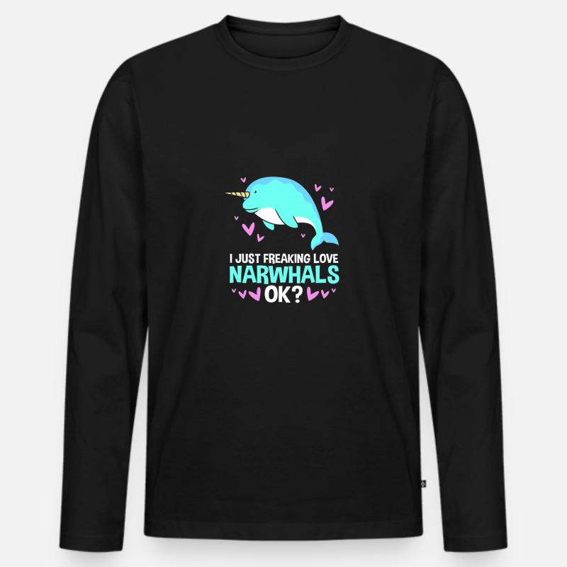Narwal - Männer Premium Bio Langarmshirt - Schwarz