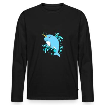 Narwal - Männer Premium Bio Langarmshirt - Schwarz - Vorne - Nico (187cm)