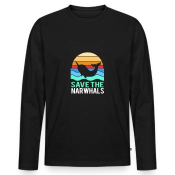 Narwhal - Men's Premium Organic Long Sleeve Shirt - black - Front - Nico (187cm)