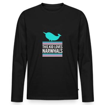 Narwhal - Men's Premium Organic Long Sleeve Shirt - black - Front - Nico (187cm)