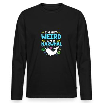 Narwhal - Men's Premium Organic Long Sleeve Shirt - black - Front - Nico (187cm)