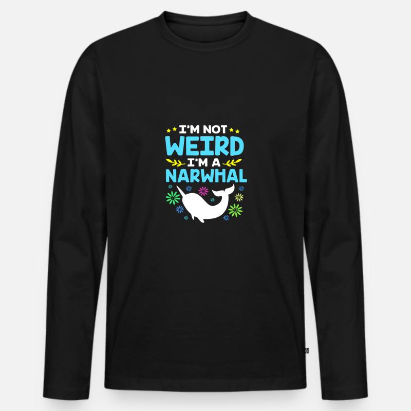 Narwal - Männer Premium Bio Langarmshirt - Schwarz