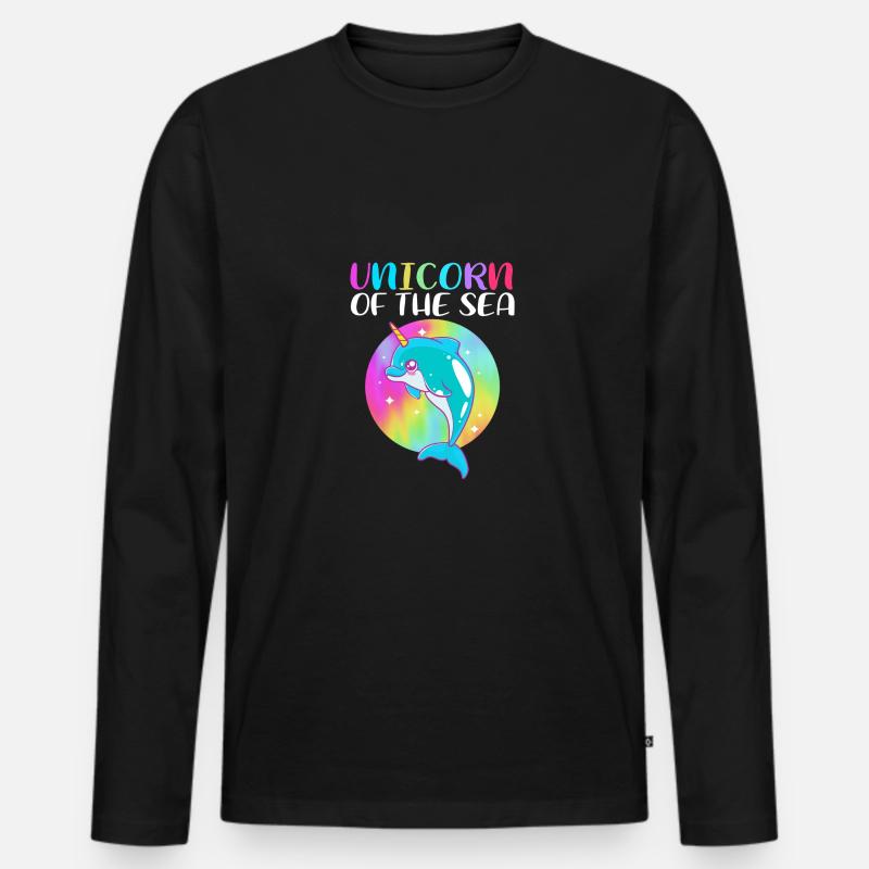 Narwal - Männer Premium Bio Langarmshirt - Schwarz
