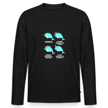Narwal - Männer Premium Bio Langarmshirt - Schwarz - Vorne - Nico (187cm)