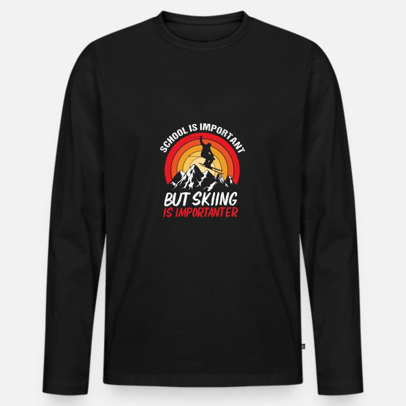 Ski Skiurlaub - Männer Premium Bio Langarmshirt - Schwarz