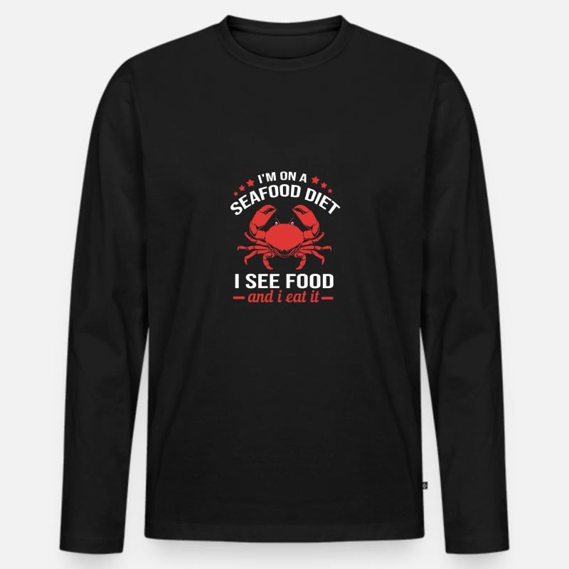 Krabbe - Männer Premium Bio Langarmshirt - Schwarz