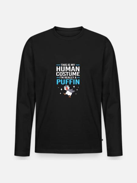 Papageientaucher Lunnefågel - Ekologisk långärmad premium-T-shirt herr - svart