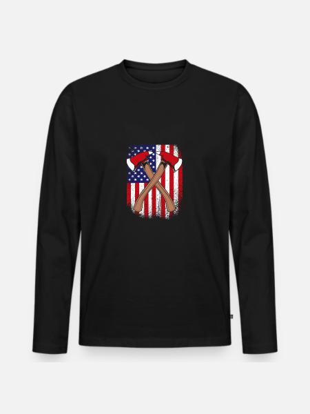 Firefighter Fire Brigade - Men's Premium Organic Long Sleeve Shirt - black