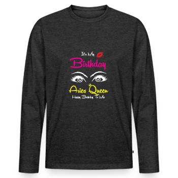 Sternzeichen Widder - Männer Premium Bio Langarmshirt - Anthrazit meliert - Vorne - Nico (187cm)