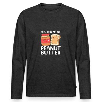 Peanut butter - Men's Premium Organic Long Sleeve Shirt - heather anthracite - Front - Nico (187cm)