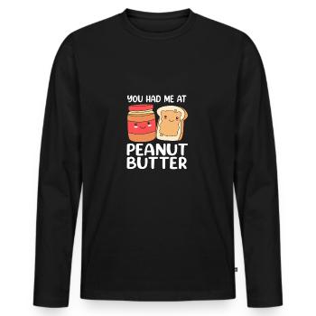 Peanut butter - Men's Premium Organic Long Sleeve Shirt - black - Front - Nico (187cm)