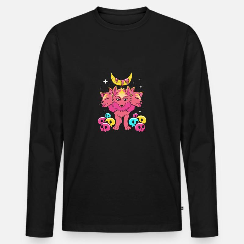 Pastell Gothic - Männer Premium Bio Langarmshirt - Schwarz