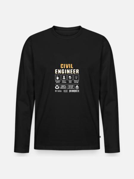 Civilingenjör, Byggarbetsplats, Byggarbetare - Ekologisk långärmad premium-T-shirt herr - svart