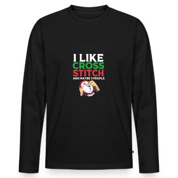 Cross Stitch - Men's Premium Organic Long Sleeve Shirt - black - Front - Nico (187cm)