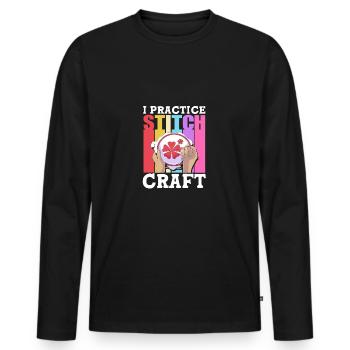 Cross Stitch - Men's Premium Organic Long Sleeve Shirt - black - Front - Nico (187cm)