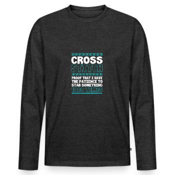 Cross Stitch - Men's Premium Organic Long Sleeve Shirt - heather anthracite - Front - Nico (187cm)
