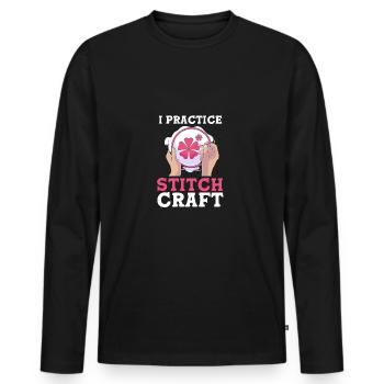 Cross Stitch - Men's Premium Organic Long Sleeve Shirt - black - Front - Nico (187cm)