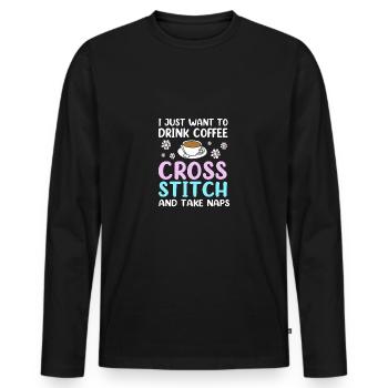 Cross Stitch - Men's Premium Organic Long Sleeve Shirt - black - Front - Nico (187cm)