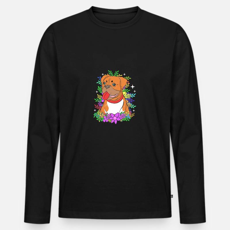 Boxer Hund - Männer Premium Bio Langarmshirt - Schwarz