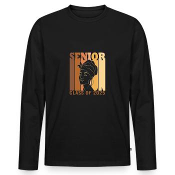 Classe de 2025 - T-shirt manches longues Premium bio Homme - noir - Devant - Nico (187cm)