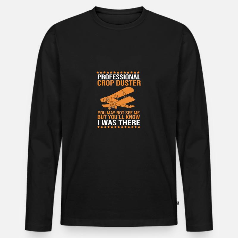 Crop Duster Flugzeug Pilot - Männer Premium Bio Langarmshirt - Schwarz