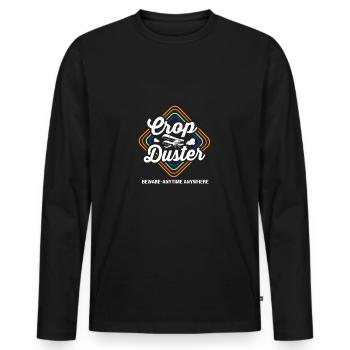 Crop Duster Airplane Pilot - Men's Premium Organic Long Sleeve Shirt - black - Front - Nico (187cm)