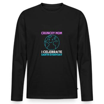Maman croquante - T-shirt manches longues Premium bio Homme - noir - Devant - Nico (187cm)