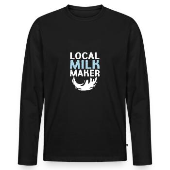 Maman croquante - T-shirt manches longues Premium bio Homme - noir - Devant - Nico (187cm)