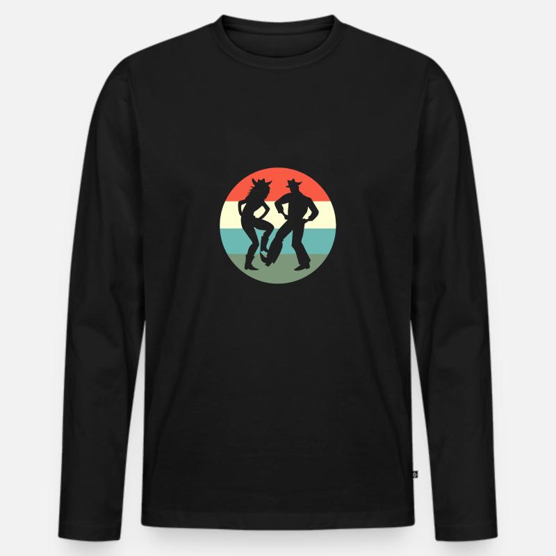 Square Dance - Männer Premium Bio Langarmshirt - Schwarz