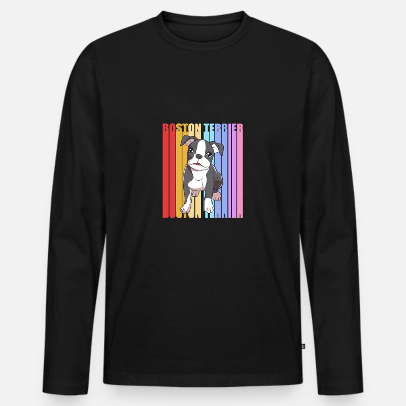 Boston Terrier - Männer Premium Bio Langarmshirt - Schwarz