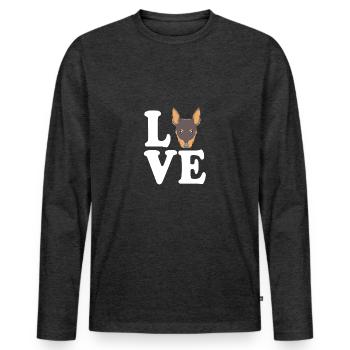 Pinscher nain - T-shirt manches longues Premium bio Homme - anthracite chiné - Devant - Nico (187cm)