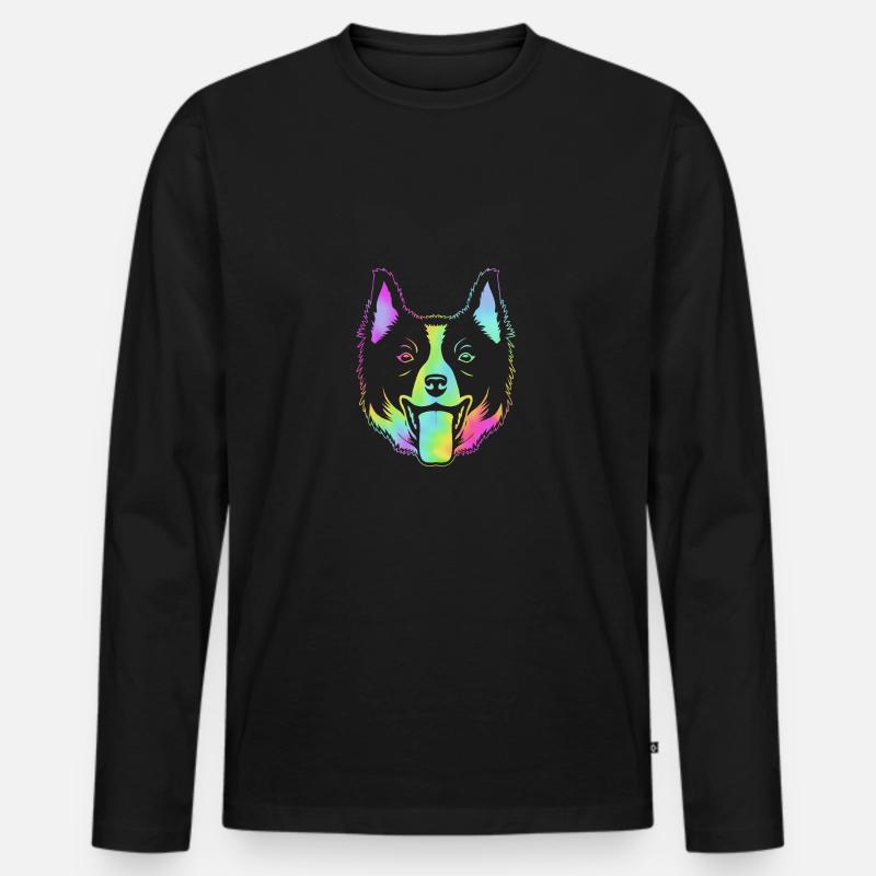 Border Collie - Männer Premium Bio Langarmshirt - Schwarz