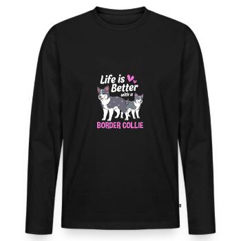 Border Collie - Men's Premium Organic Long Sleeve Shirt - black - Front - Nico (187cm)