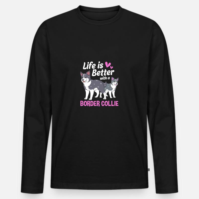 Border Collie - Männer Premium Bio Langarmshirt - Schwarz