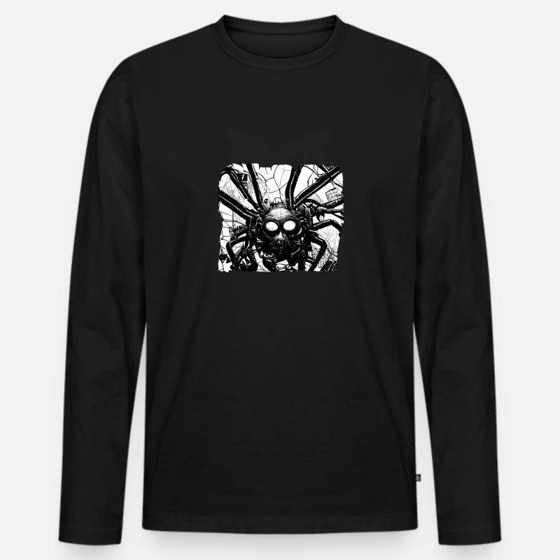 Cyber-Spinne - Männer Premium Bio Langarmshirt - Schwarz