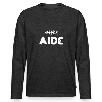 Hospice Aide - Nurse - Men's Premium Organic Long Sleeve Shirt - heather anthracite - Front - Nico (187cm)