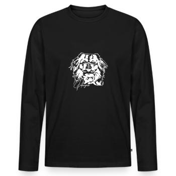 Pekingese Dog Dogs Portrait Pekingese Wilsigns - Men's Premium Organic Long Sleeve Shirt - black - Front - Nico (187cm)