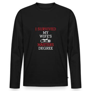 Master degree - Men's Premium Organic Long Sleeve Shirt - black - Front - Nico (187cm)