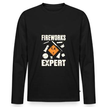 Fireworks Expert - Männer Premium Bio Langarmshirt - Schwarz - Vorne - Nico (187cm)