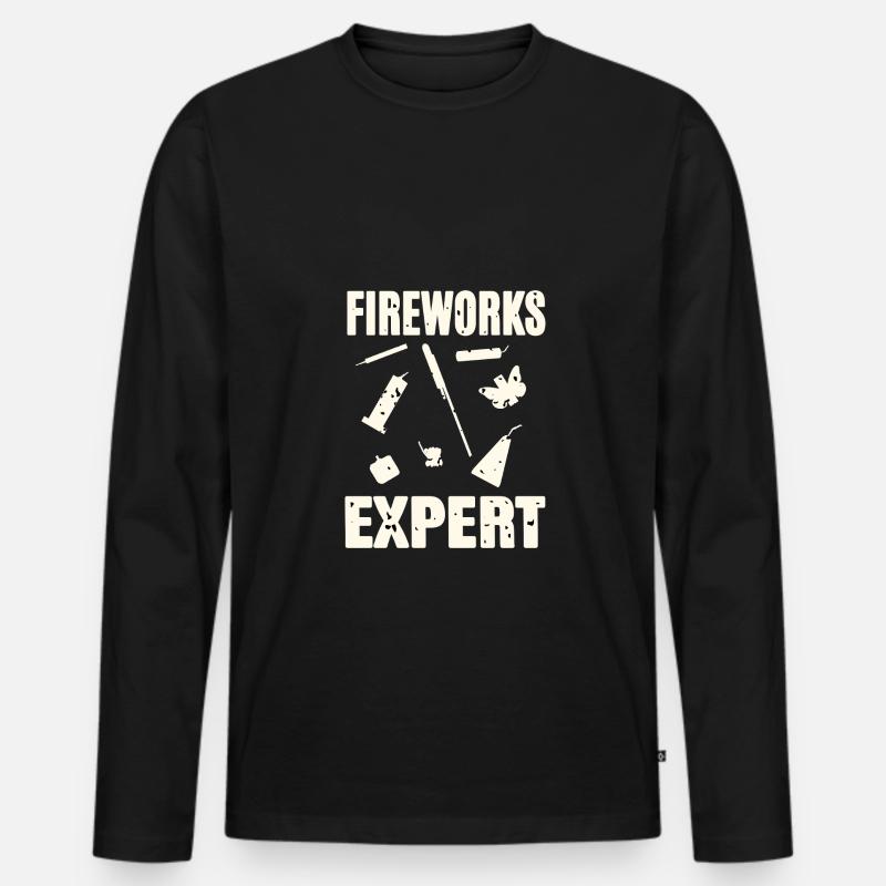 Fireworks - Männer Premium Bio Langarmshirt - Schwarz