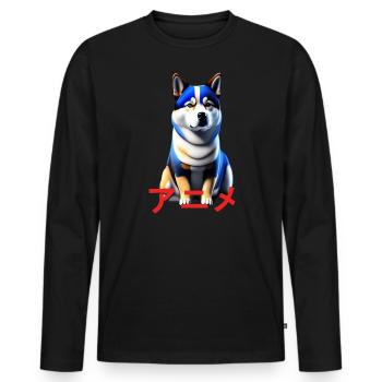 Shiba, Inu ,Art Anime Manga , Robot Dog - T-shirt manches longues Premium bio Homme - noir - Devant - Nico (187cm)