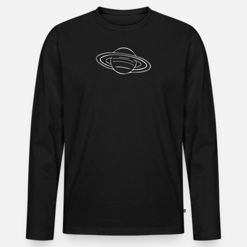 Saturn mit Ringen - Männer Premium Bio Langarmshirt - Schwarz