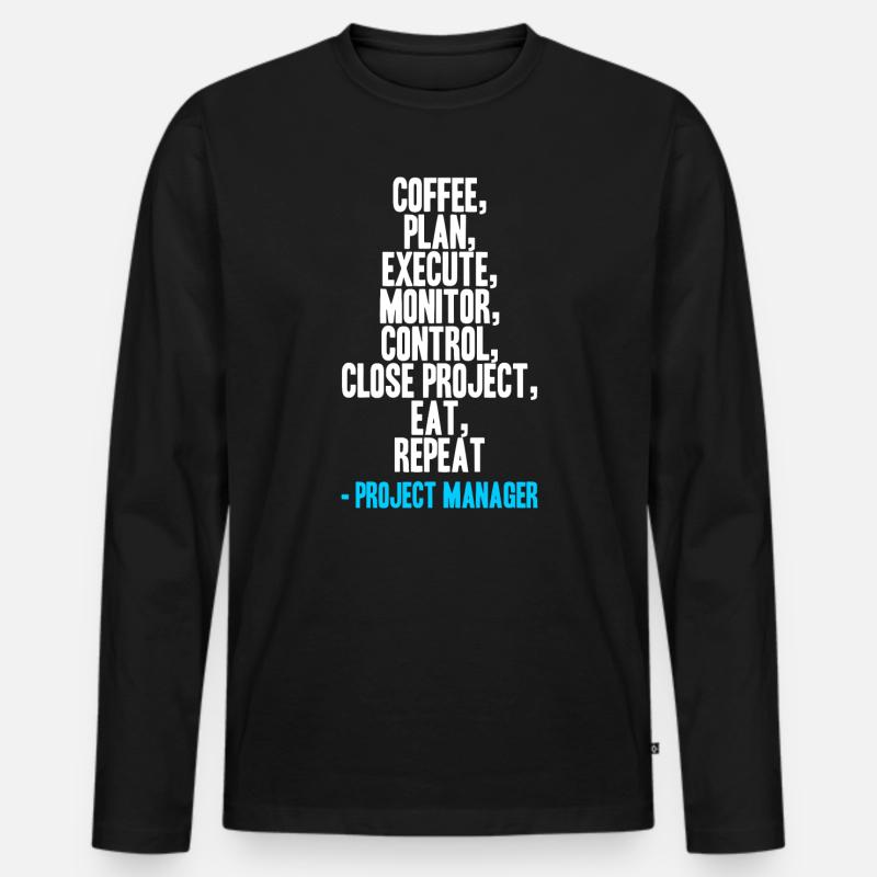 Projektmanager - Wiederholen - Männer Premium Bio Langarmshirt - Schwarz