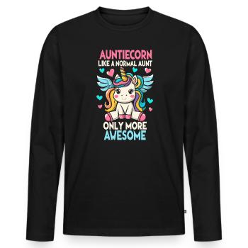 Tante, Tante, Licorne - T-shirt manches longues Premium bio Homme - noir - Devant - Nico (187cm)