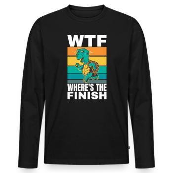 WTF Wo ist das Ziel - Running Runner - Männer Premium Bio Langarmshirt - Schwarz - Vorne - Nico (187cm)
