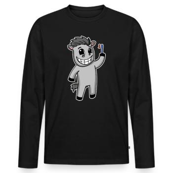 Cheval avec brosse à dents - T-shirt manches longues Premium bio Homme - noir - Devant - Nico (187cm)