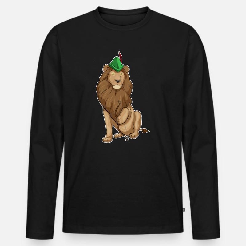 Löwe Bogenschütze Bogen - Männer Premium Bio Langarmshirt - Schwarz